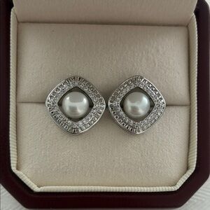 Elegant Silver Pearl Earrings|Pearl studs